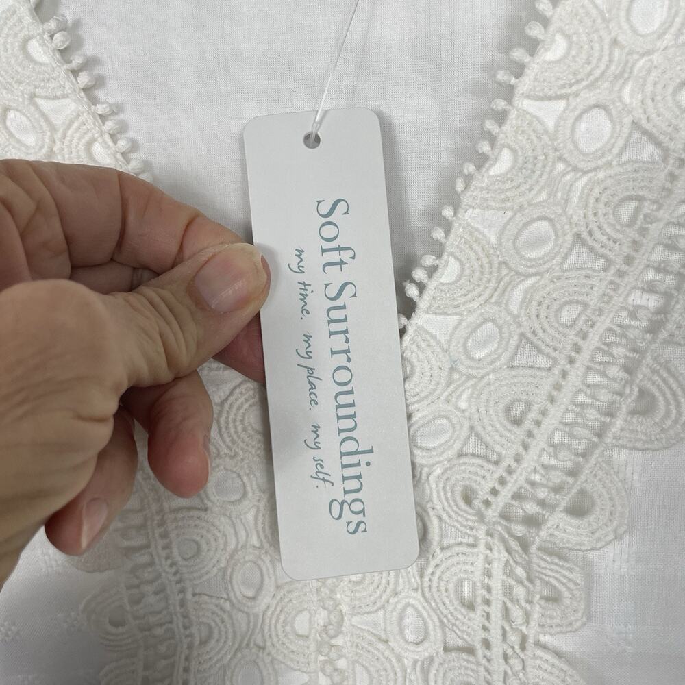 Soft Surroundings Elodie Windowpane Gauze Top Size L Petite White Cotton NEW - Picture 5 of 13